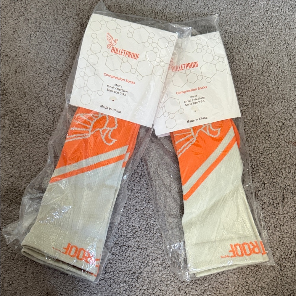 Orange and White Compression Socks